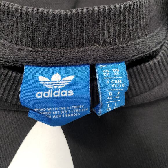 Adidas Sweatshirt Womens XL Black Crewneck Oversized Faded Pockets Casual Goth - Picture 3 of 16